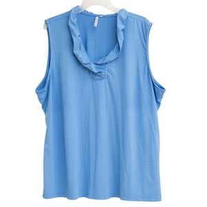 Lulu B Blue Ruffle 3XL UPF 50+ Cooling Tank Top Sun Protection Tennis Golf Beach